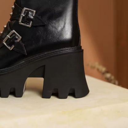 Axen Women's Punk High Boots – Durable Vegan Leather for Comfortable Walking