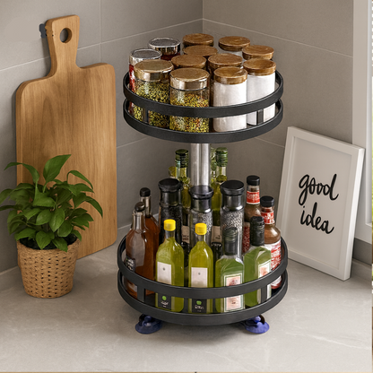 Sierra Stainless Steel Spice Rack Organizer – 360° Rotating Space-Saving Storage 1