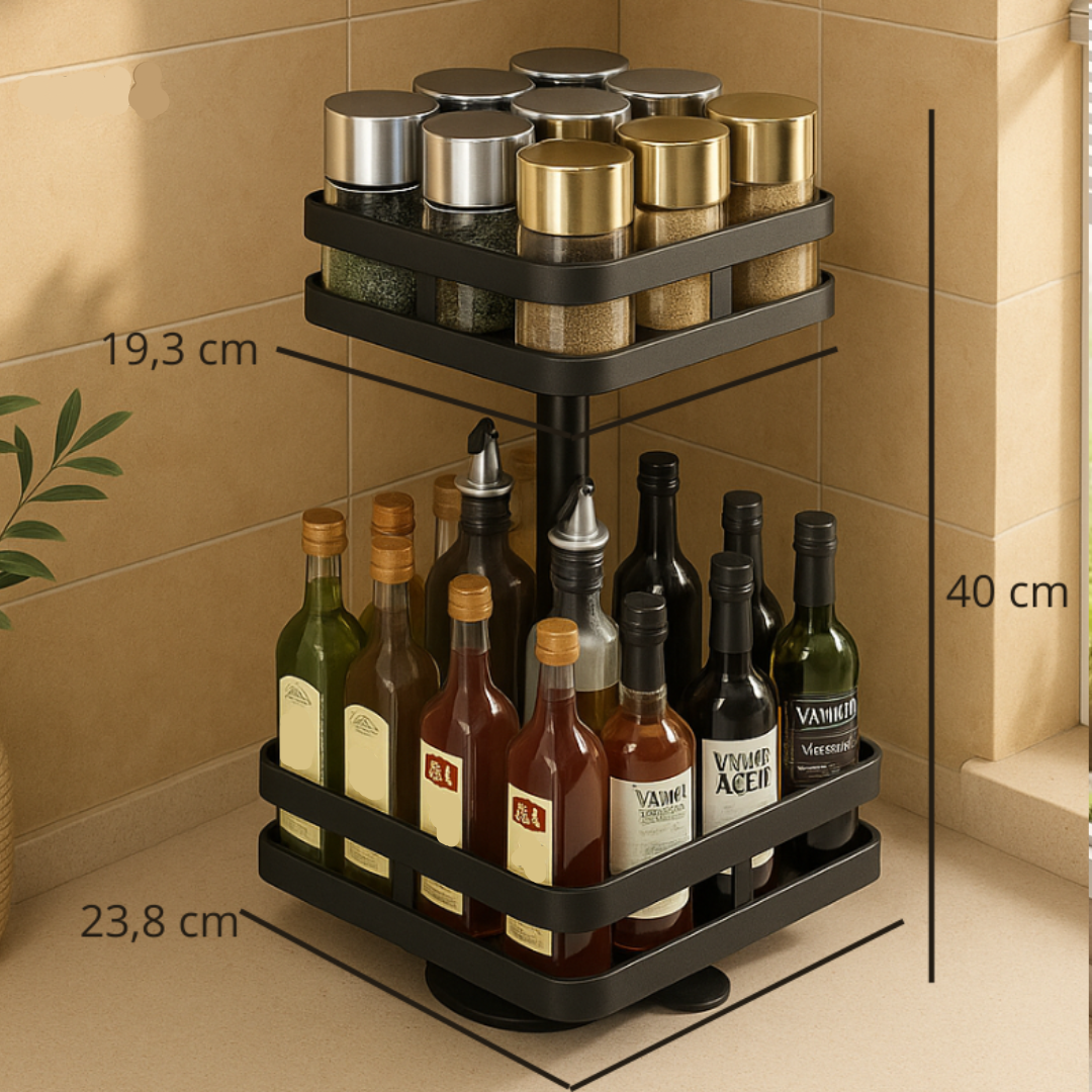 Sierra Stainless Steel Spice Rack Organizer – 360° Rotating Space-Saving Storage 3