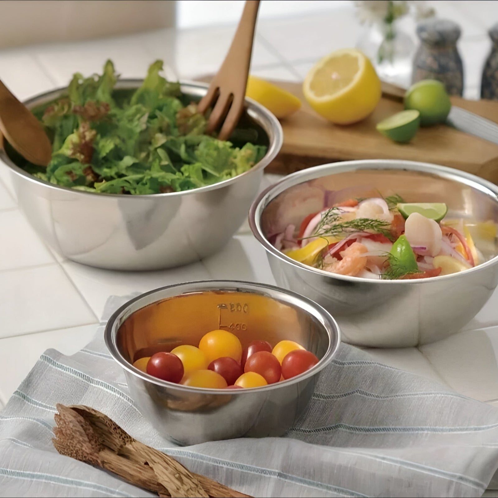 Sileo Stainless Steel Mixing Bowl Set – Durable Measurement Marked Kitchen Essentials 3