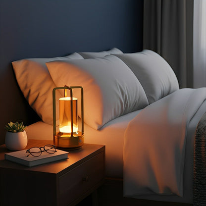 Valen Sleek Portable Lantern Table Lamp – Cordless Design for Adjustable Bedside Lighting