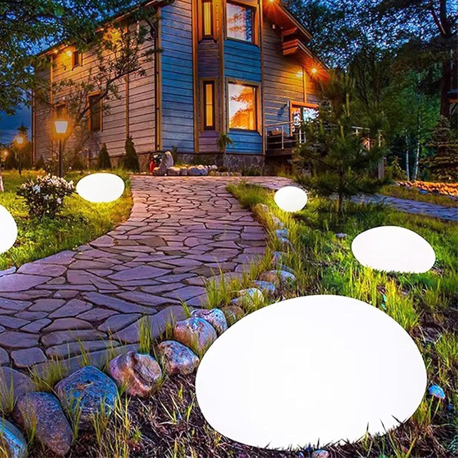 Sleek Solar Outdoor Garden Light – Waterproof Cobblestone Design for Pathway Illumination 0