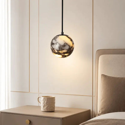 Soren Modern Black Pendant Light – Natural Marble Finish for Elegant Interiors 0