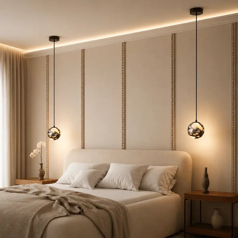 Soren Modern Black Pendant Light – Natural Marble Finish for Elegant Interiors 2