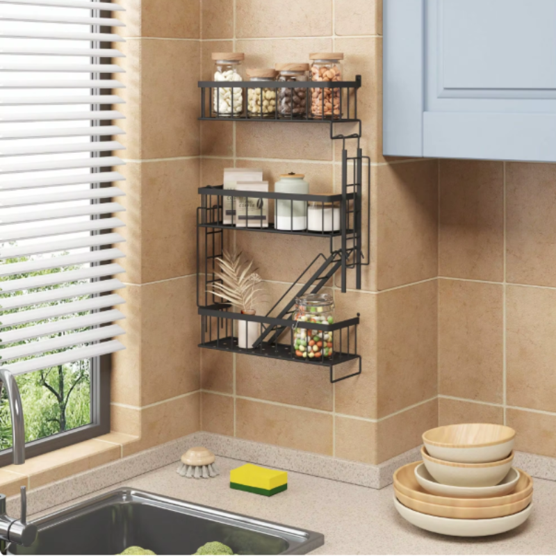 Talon Black Metal Floating Wall Shelf – Stylish Tiered Design for Space-Saving Decor 3