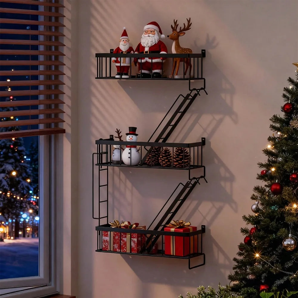 Talon Black Metal Floating Wall Shelf – Stylish Tiered Design for Space-Saving Decor 4