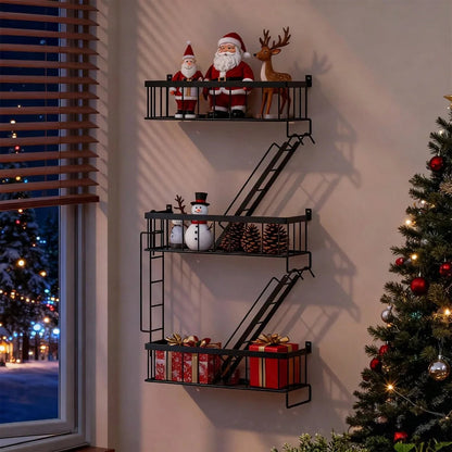 Talon Black Metal Floating Wall Shelf – Stylish Tiered Design for Space-Saving Decor 4