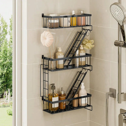Talon Black Metal Floating Wall Shelf – Stylish Tiered Design for Space-Saving Decor 5