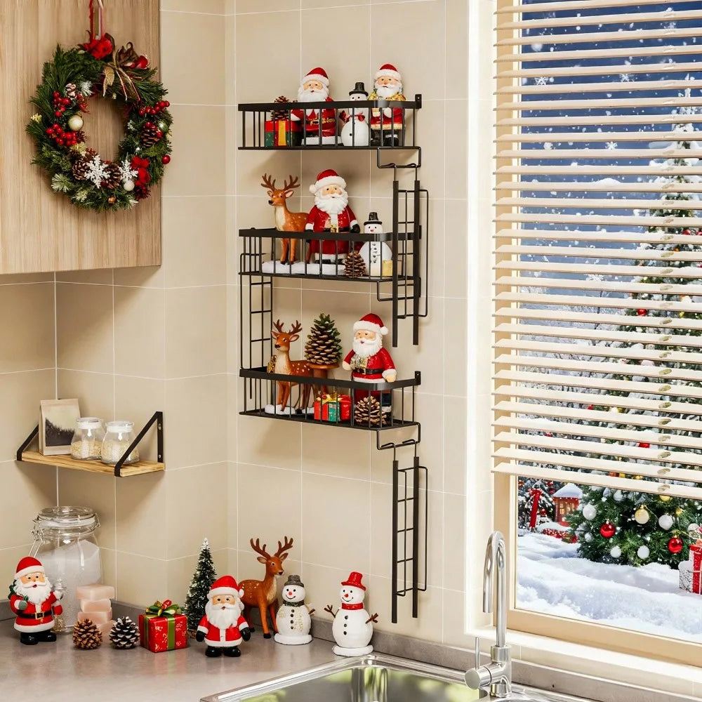 Talon Black Metal Floating Wall Shelf – Stylish Tiered Design for Space-Saving Decor 6