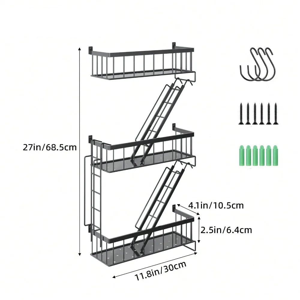 Talon Black Metal Floating Wall Shelf – Stylish Tiered Design for Space-Saving Decor 8
