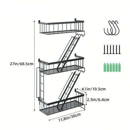 Talon Black Metal Floating Wall Shelf – Stylish Tiered Design for Space-Saving Decor 8