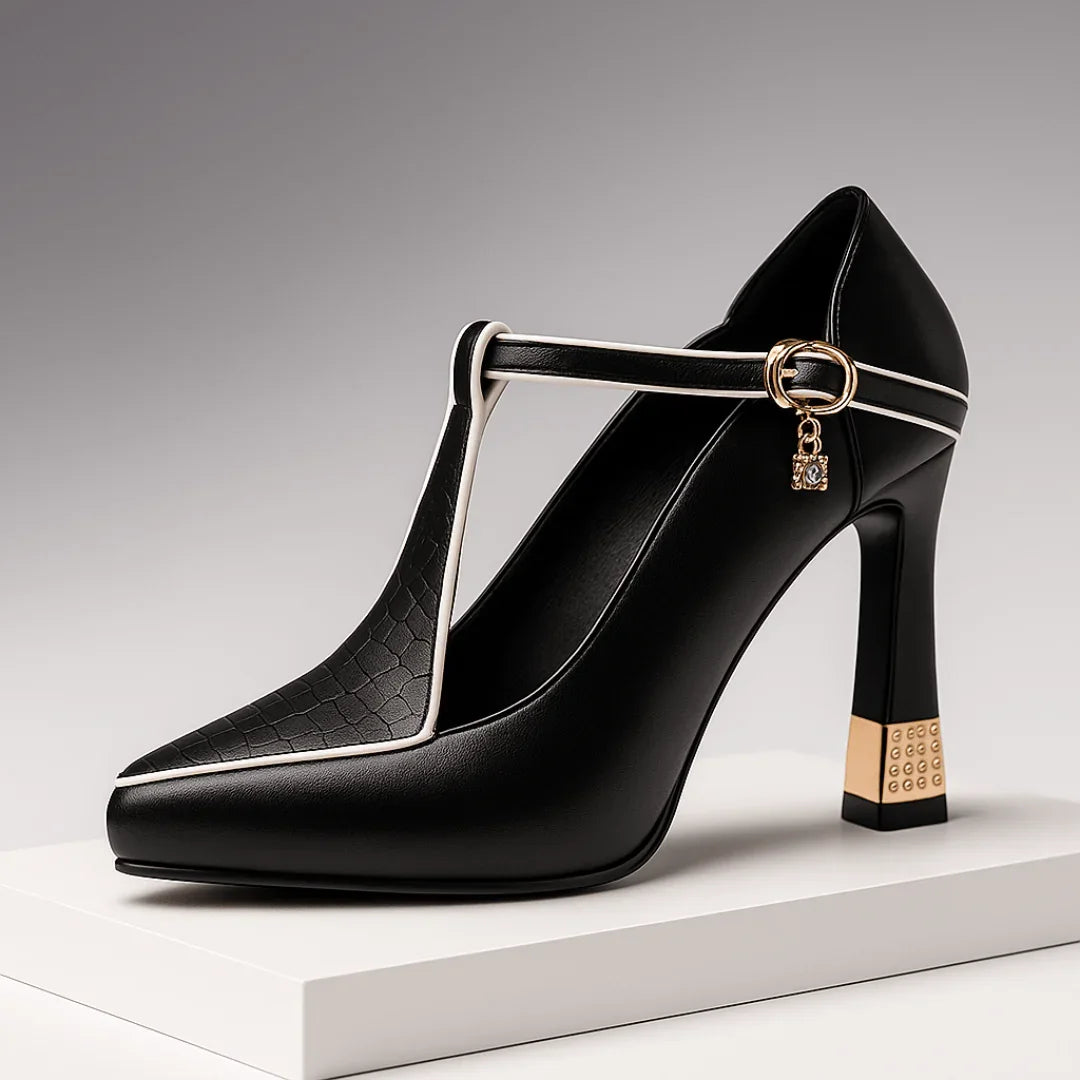 Vivianna Women's Heels – Stylish T-Strap Design for All-Day Comfort