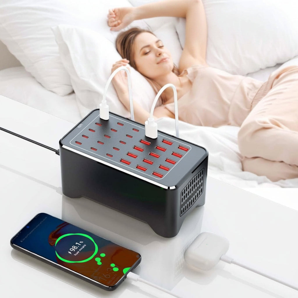 Voltix Multi-Port USB Charging Station – 200W Smart IC Power for Safe Device Charging 1