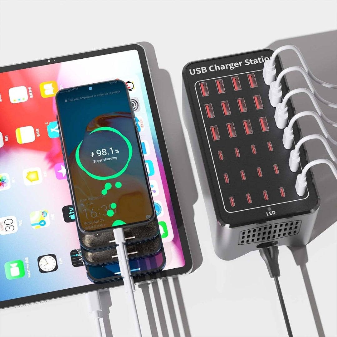 Voltix Multi-Port USB Charging Station – 200W Smart IC Power for Safe Device Charging 2