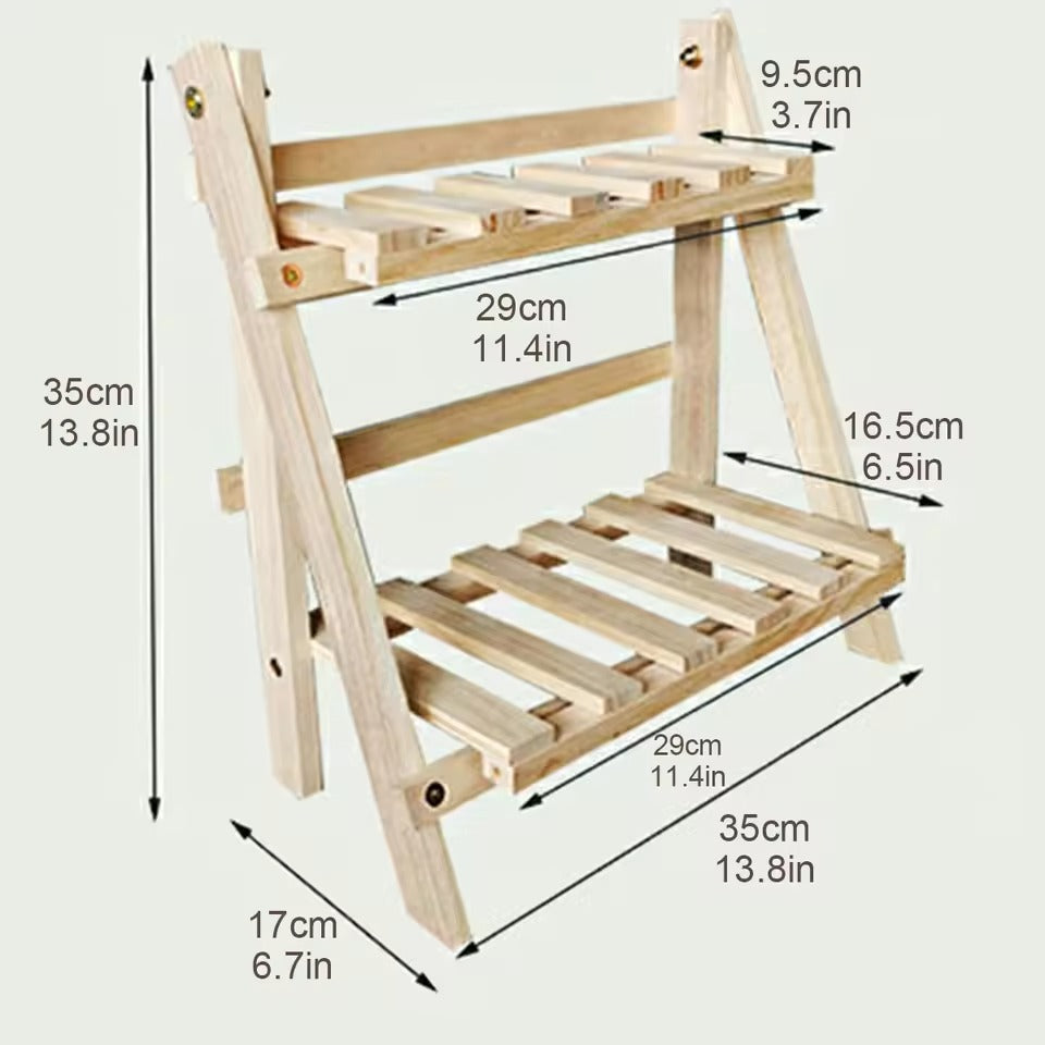 Wexley Wooden Desk Organizer – Double-Layer Foldable Design for Efficient Desk Storage 4