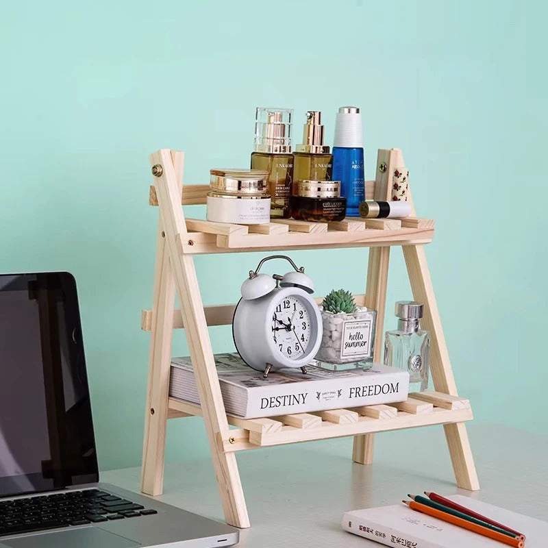 Wexley Wooden Desk Organizer – Double-Layer Foldable Design for Efficient Desk Storage 5