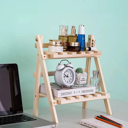 Wexley Wooden Desk Organizer – Double-Layer Foldable Design for Efficient Desk Storage 5