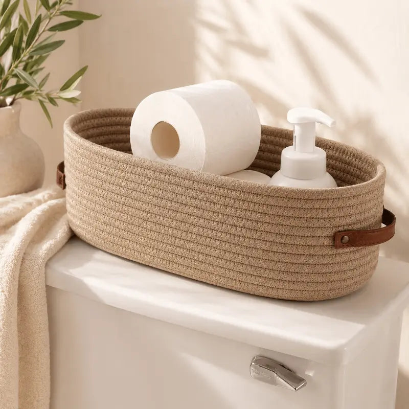 Wren Natural Wicker Storage Basket – Compact Design with Handles for Stylish Home Organization 0