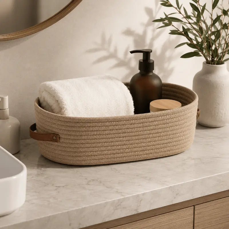 Wren Natural Wicker Storage Basket – Compact Design with Handles for Stylish Home Organization 2