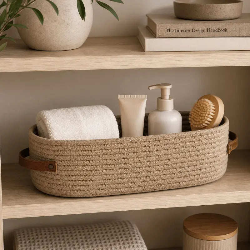 Wren Natural Wicker Storage Basket – Compact Design with Handles for Stylish Home Organization 3